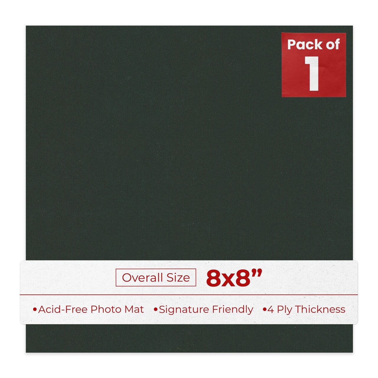 Textured Black 8x8 Uncut Mat Board - Blank Sheets, No Opening
